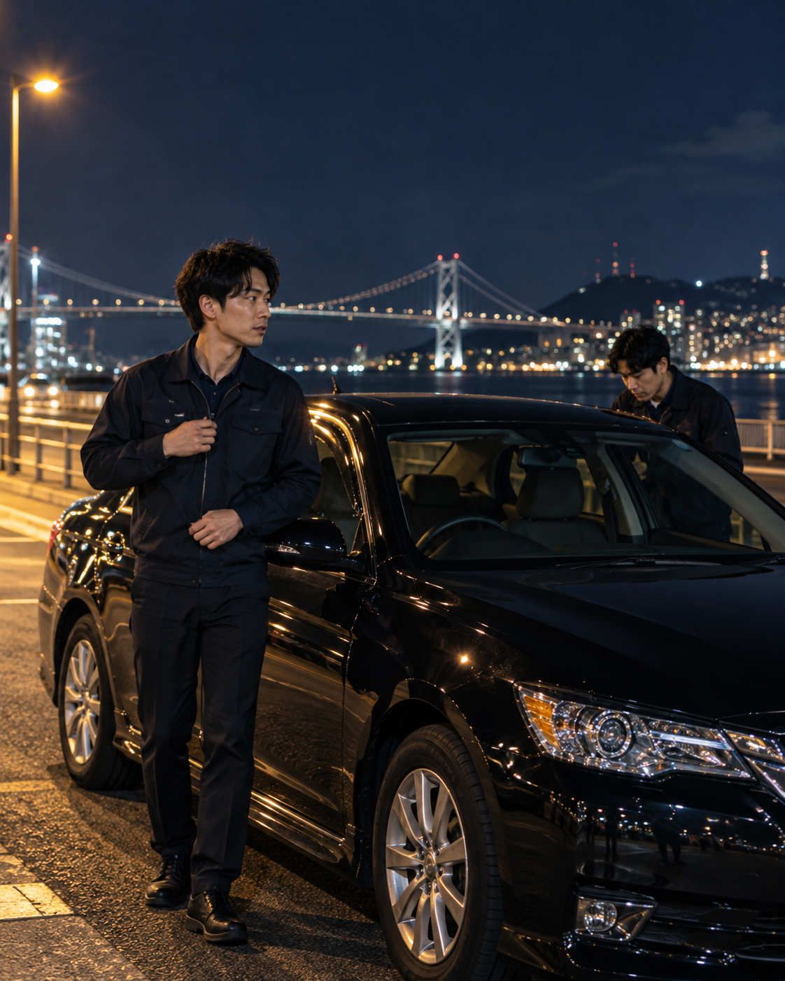 夜の街で働く運転代行スタッフのイメージ