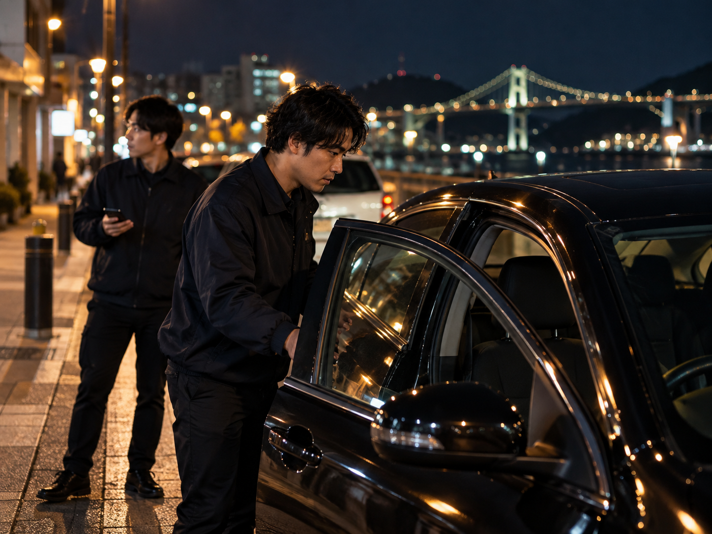 夜の道路を走る運転代行のイメージ
